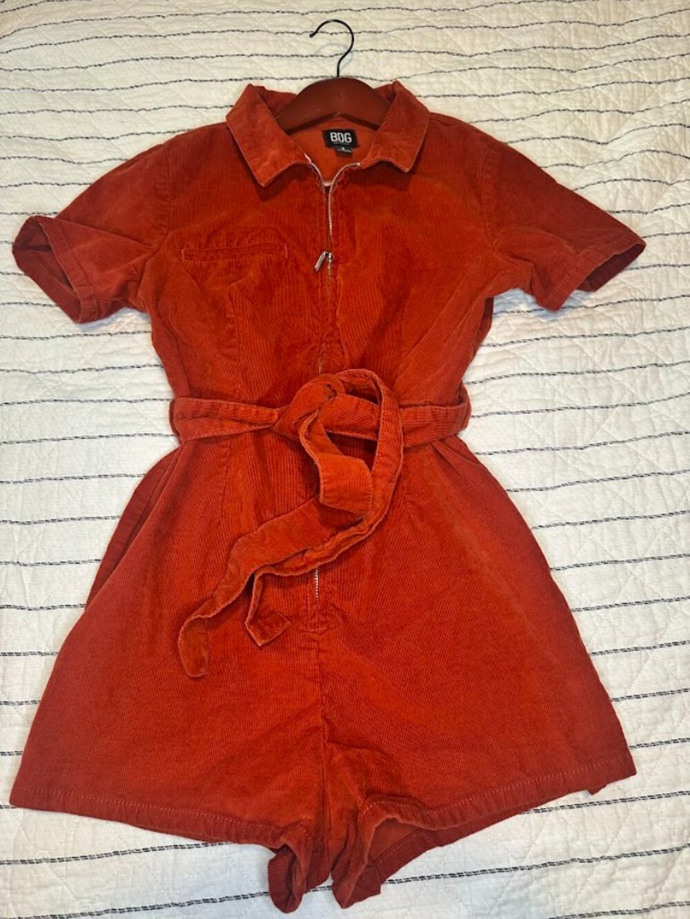 Urban Outfitters BDG Rust Color 70s Vintage Style Corduroy Hot Pants Romper - 4